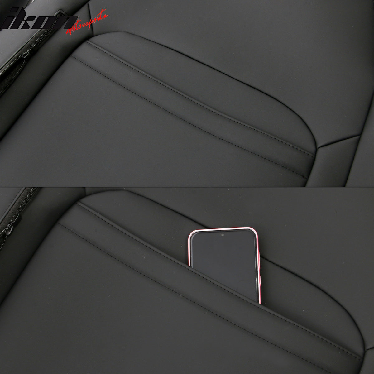 IKON MOTORSPORTS Seat Covers Compatible with 2017-2023 Subaru Crosstrek & Impreza Hatchback, Waterproof PU Leather 5-Seat Driver Passenger Seat Cushion Protector Cover 12PCS