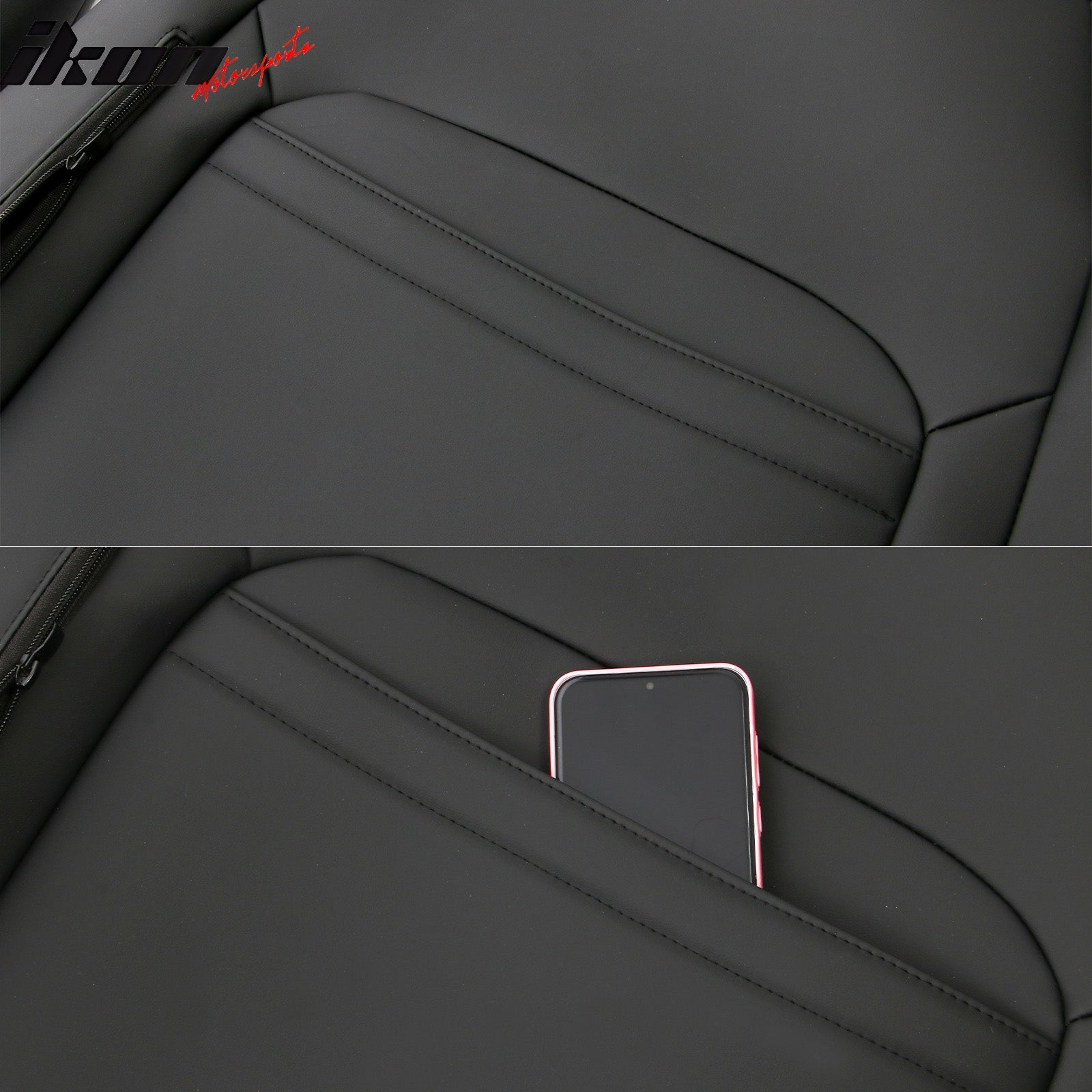 IKON MOTORSPORTS Seat Covers Compatible with 2017-2023 Subaru Crosstrek & Impreza Hatchback, Waterproof PU Leather 5-Seat Driver Passenger Seat Cushion Protector Cover 12PCS