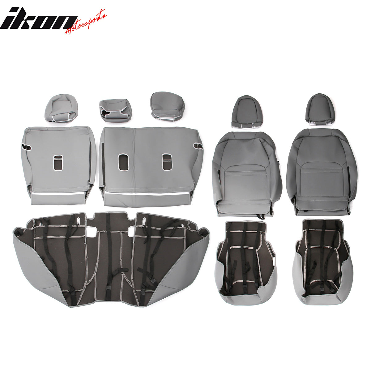 IKON MOTORSPORTS Seat Covers Compatible with 2017-2023 Subaru Crosstrek & Impreza Hatchback, Waterproof PU Leather 5-Seat Driver Passenger Seat Cushion Protector Cover 12PCS