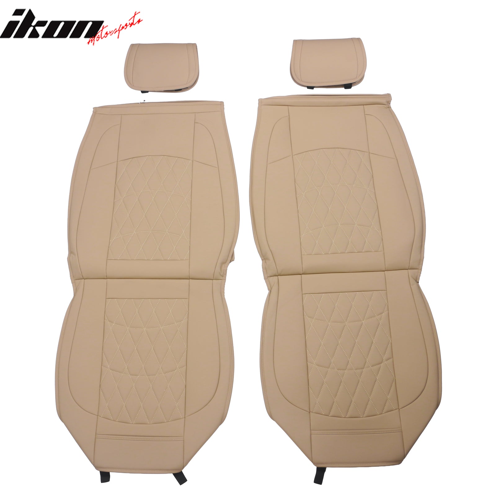 Fits 08-23 Toyota Tundra Beige Full Set Seat Covers Front Rear Row PU Leather