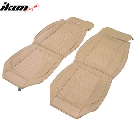 Fits 08-23 Toyota Tundra Beige Full Set Seat Covers Front Rear Row PU Leather