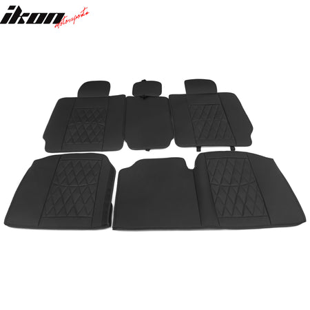 Fits 08-23 Toyota Tundra Black Full Set Seat Covers Front Back Row PU Leather