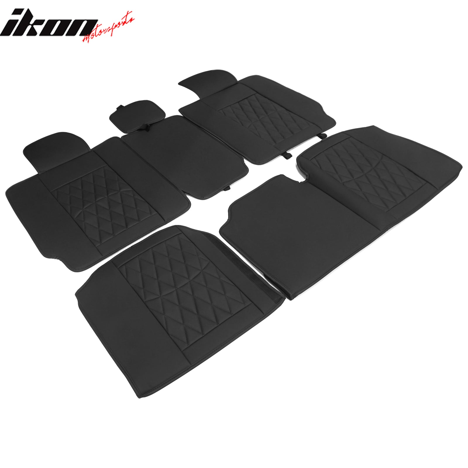 Fits 08-23 Toyota Tundra Black Full Set Seat Covers Front Back Row PU Leather