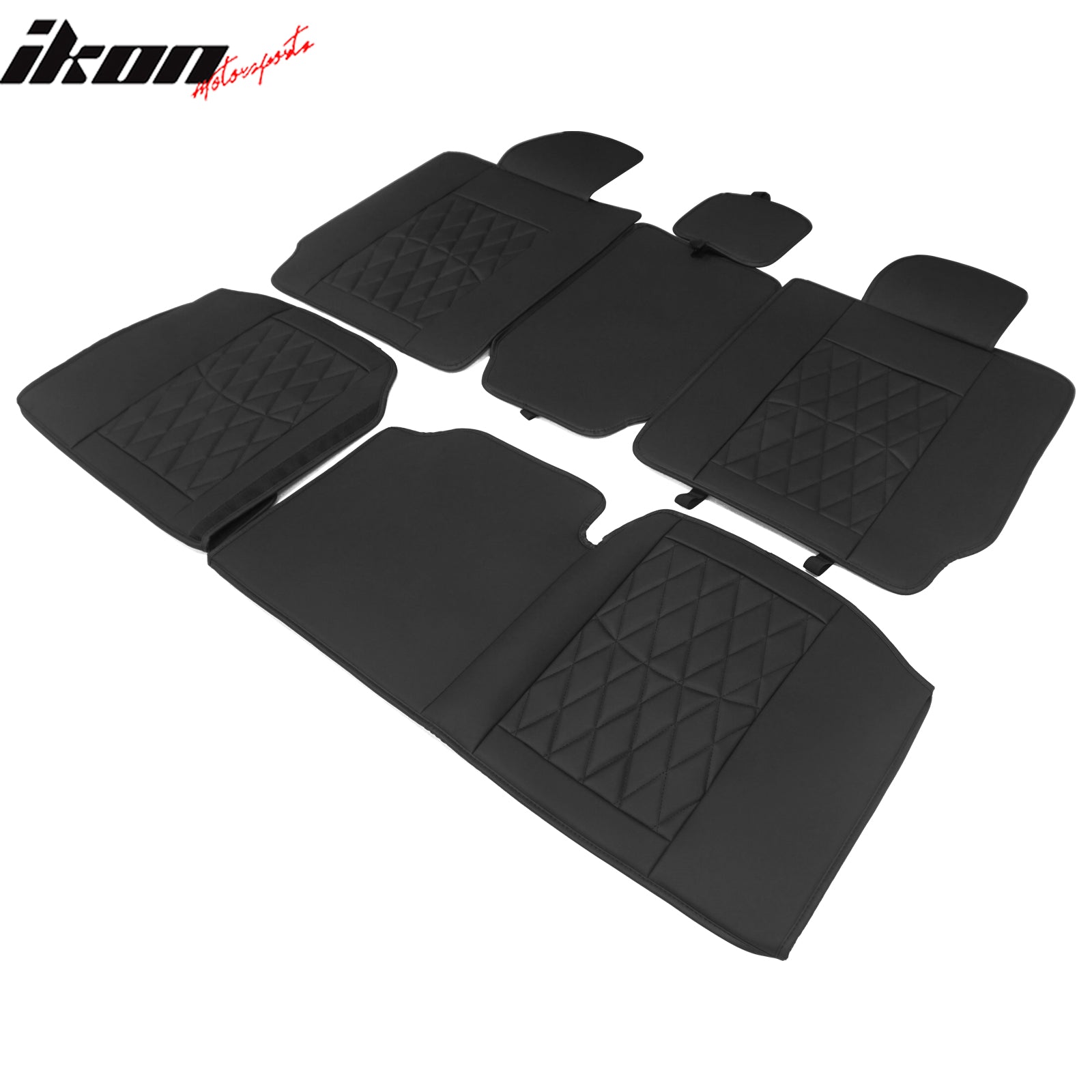 Fits 08-23 Toyota Tundra Black Full Set Seat Covers Front Back Row PU Leather