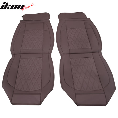 Fits 08-23 Toyota Tundra Brown Full Set Seat Covers Front Rear Row PU Leather