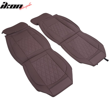 Fits 08-23 Toyota Tundra Brown Full Set Seat Covers Front Rear Row PU Leather