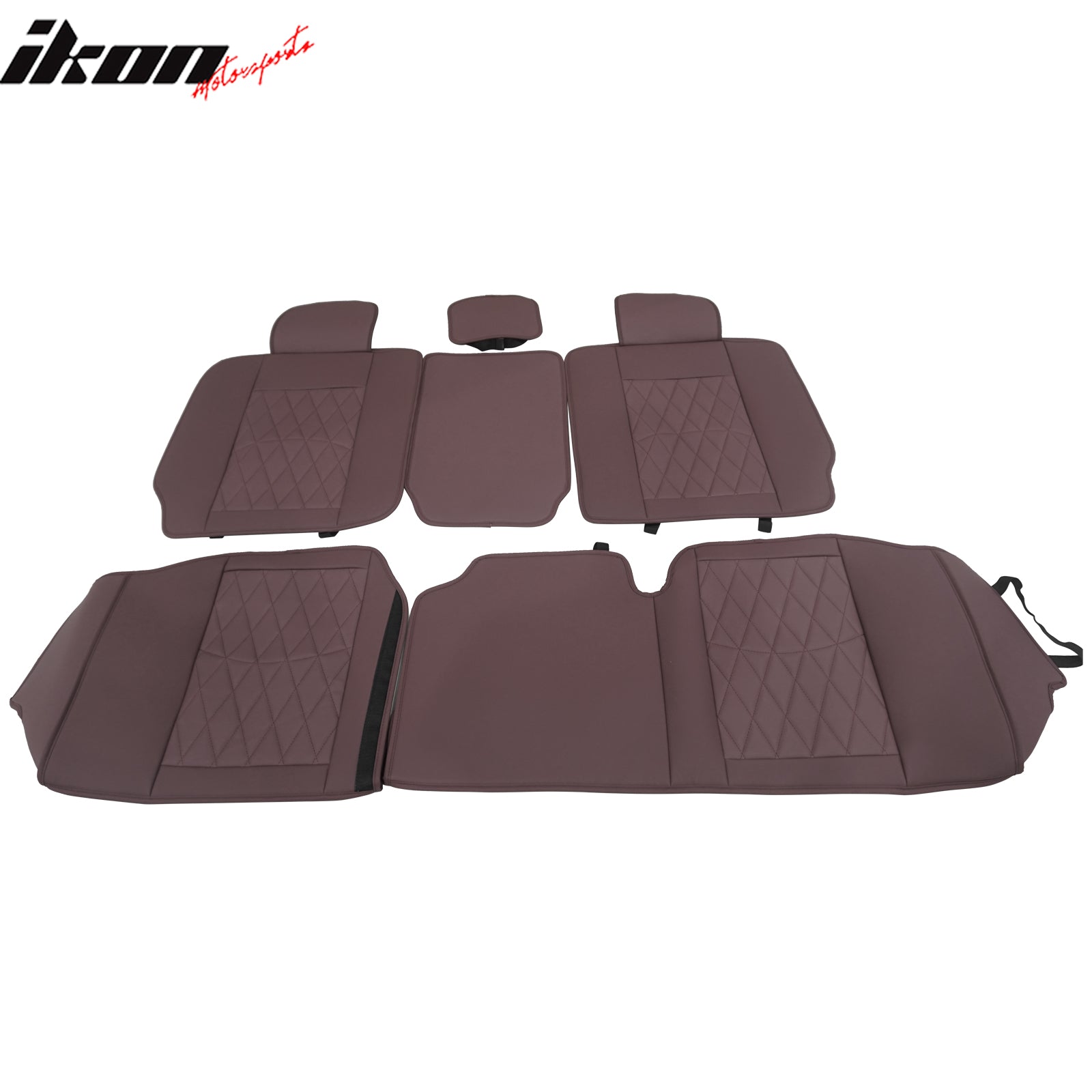 Fits 08-23 Toyota Tundra Brown Full Set Seat Covers Front Rear Row PU Leather