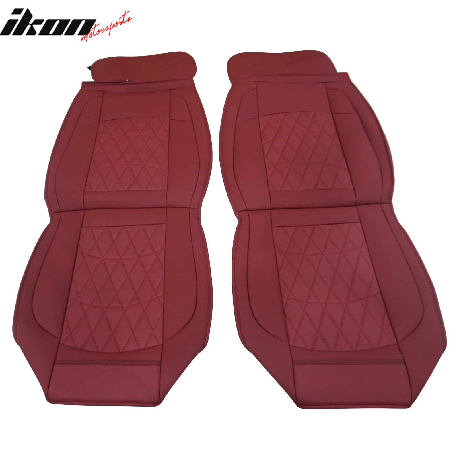 Fits 08-23 Toyota Tundra Red Full Set Car Seat Covers Front Back Row PU Leather