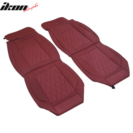 Fits 08-23 Toyota Tundra Red Full Set Car Seat Covers Front Back Row PU Leather