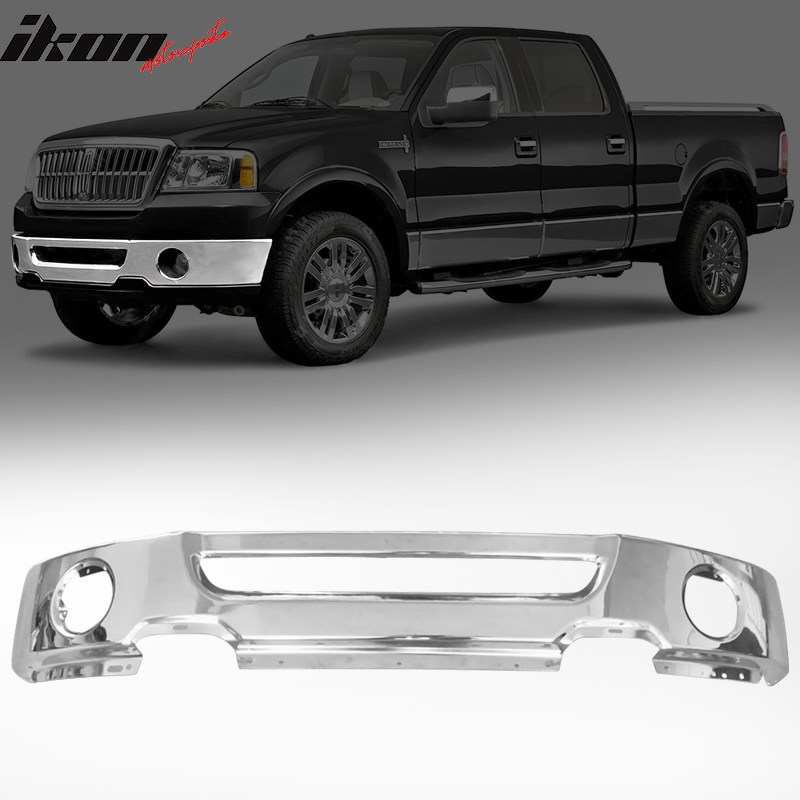 IKON MOTORSPORTS Front Bumper Face Bar, Compatible With 2006-2008 Ford F-150 Lincoln Mark LT, SS Stainless Steel Front Step Bumper Pads Retainer Face Bar