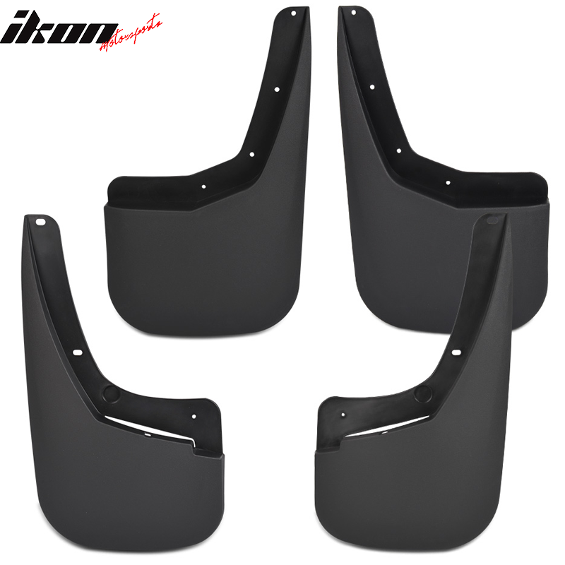 Mud Flaps Compatible With 2007-2014 Chevy Silverado, PP Injection Black Mud Flaps Mud Guards Splash Guards 4pcs Sets By IKON MOTORSPORTS, 2008 2009 2010 2011 2012 2013