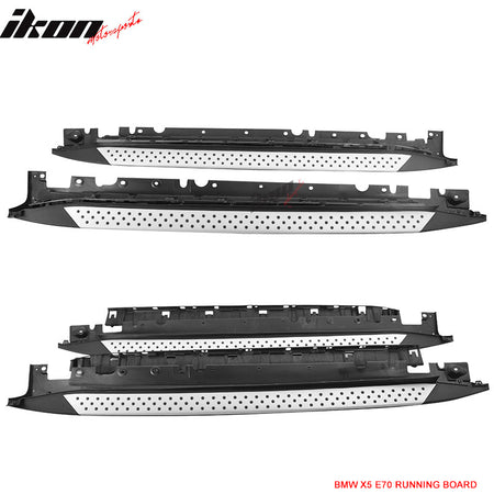 IKON MOTORSPORTS Running Boards Compatible with 2007-2013 BMW X5 E70, Factory Style Aluminum Side Step Rail Nerf Bars