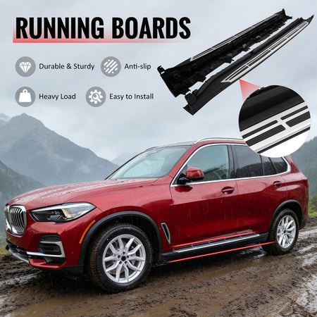 Fits 19-26 BMW X5 G05 OE Style Running Board Side Step Nerf Bar In Pair