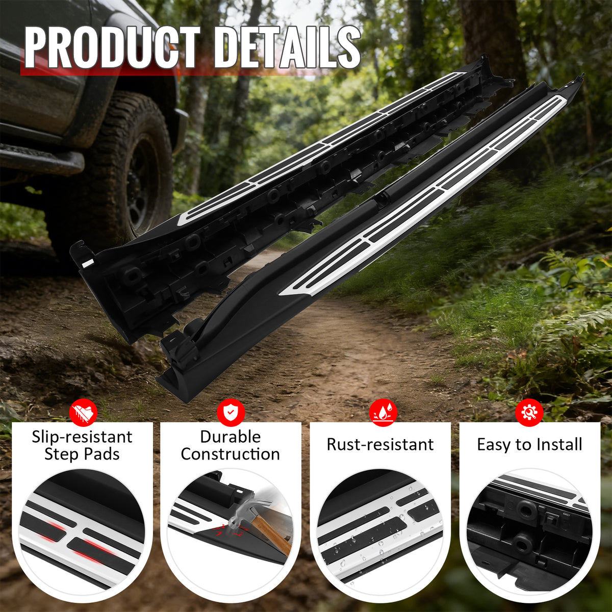Fits 19-26 BMW X5 G05 OE Style Running Board Side Step Nerf Bar In Pair