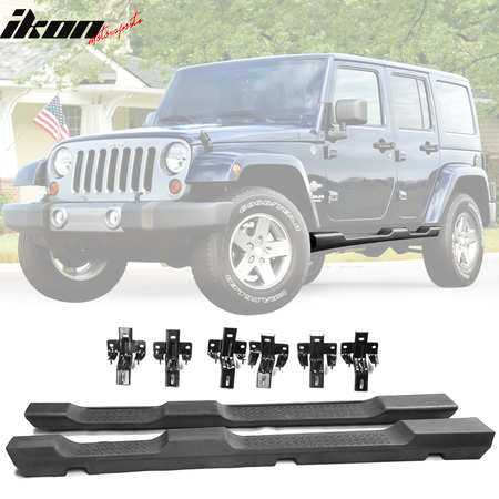 Fits 07-18 Jeep Wrangler 4 DR Black Nerf Bar Side Step Running Board Pair