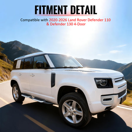 Fits 20-26 Land Rover Defender 110 130 OE Style Running Boards Silver Aluminum