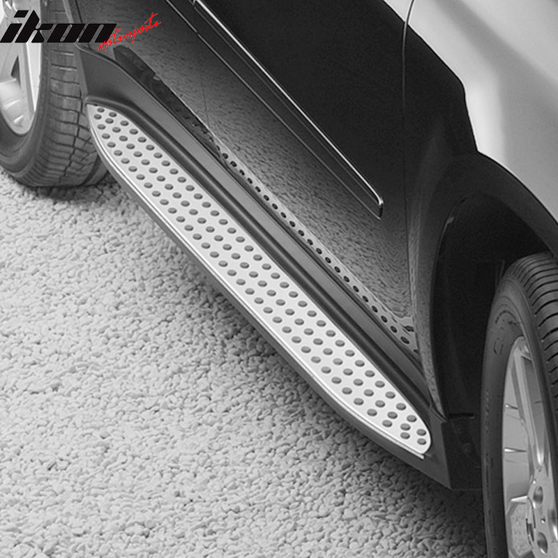 Running Board Compatible With 2006-2011 Mercedes Benz W164 ML Class, Factory Style Aluminum Black & Silver by IKON MOTORSPORTS