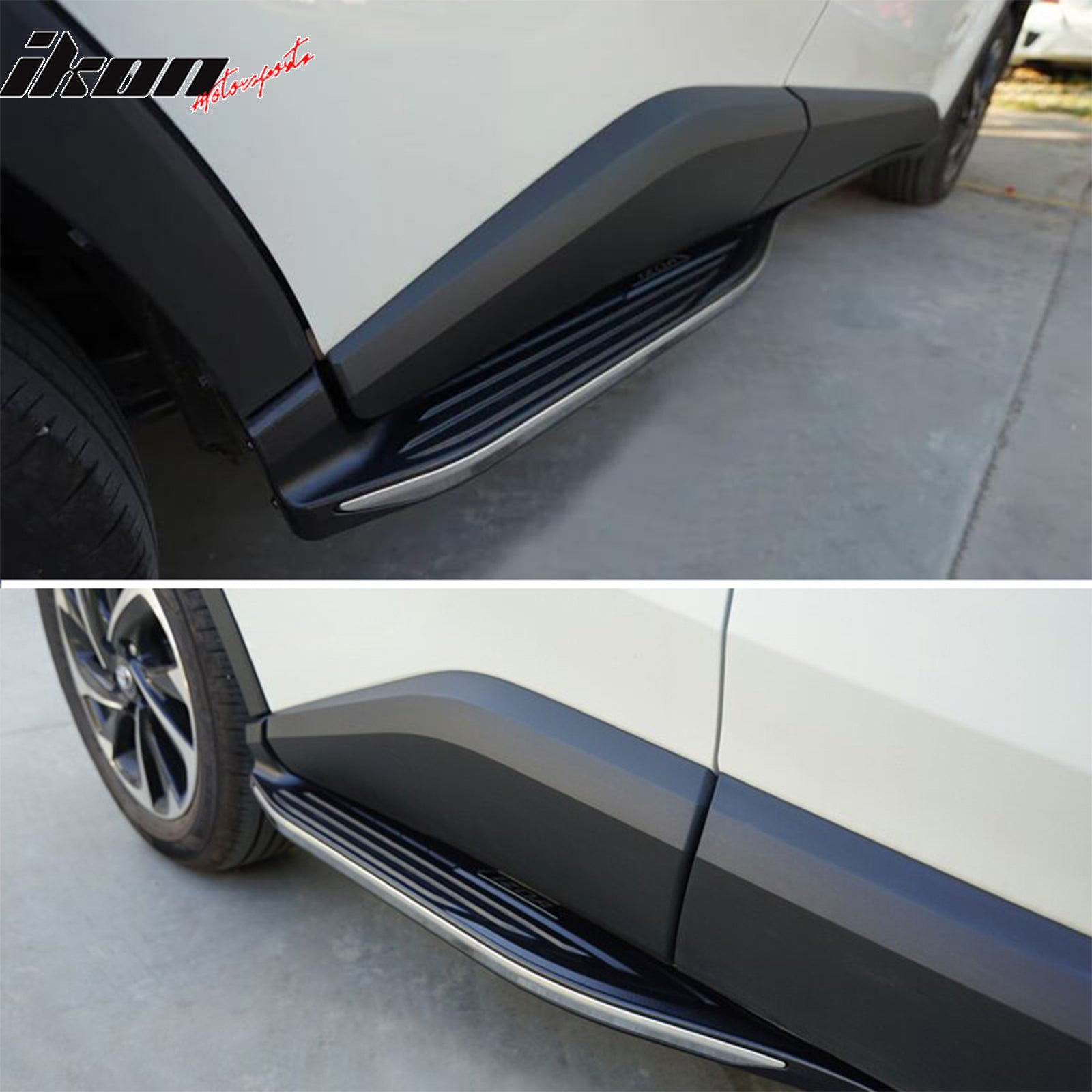 IKON MOTORSPORTS, Running Boards Compatible With 2018-2022 Toyota C-HR, Factory Style Unpainted Side Step Nerf Bars Pair Aluminum, 2018 2019 2020 2021