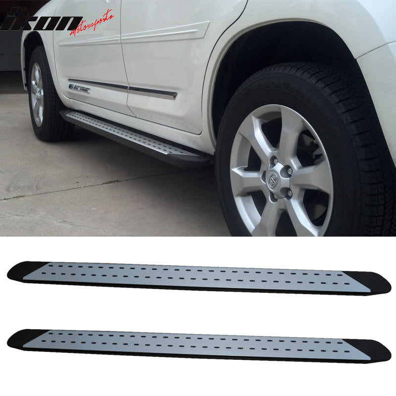 2007-2012 Toyota RAV4 OE Style Black Silver Running Board Aluminum