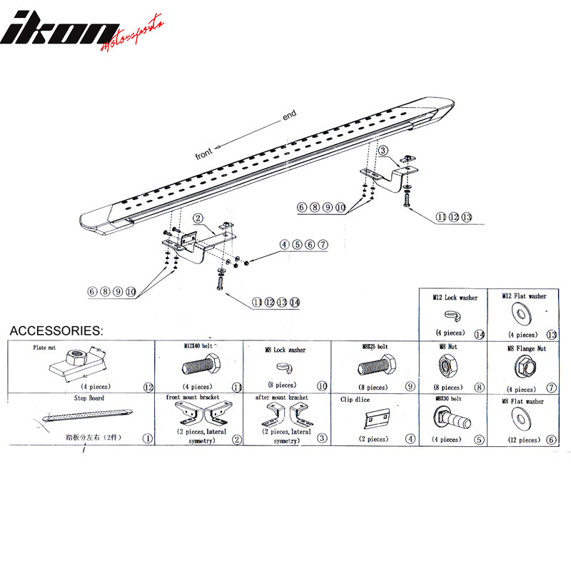 Fits 07-12 Toyota RAV4 OE Factory Style Running Board Side Steps Nerf Bar