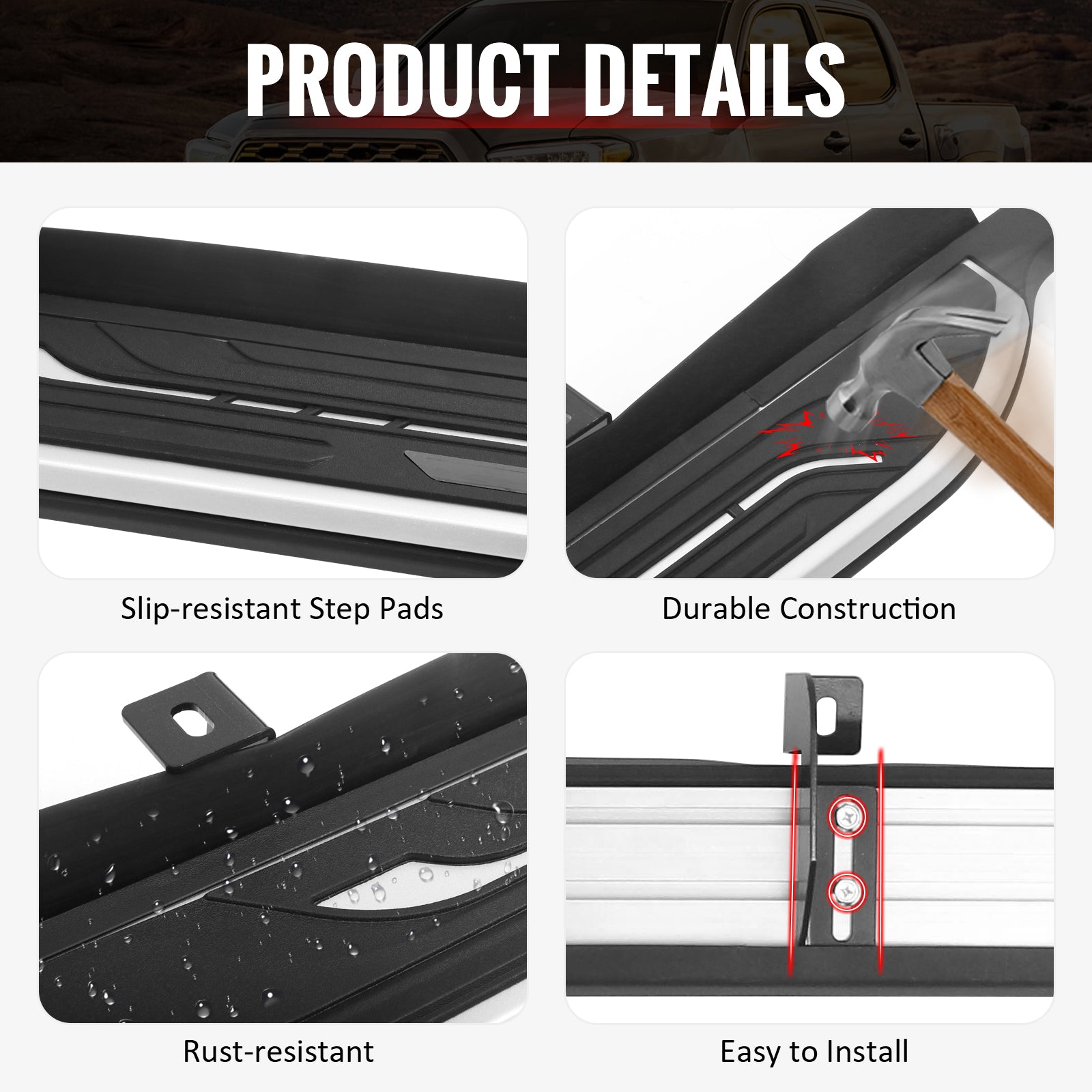 Fits 26-27 Toyota RAV4 26 OE Style Running Boards Side Step Nerf Bars Aluminum