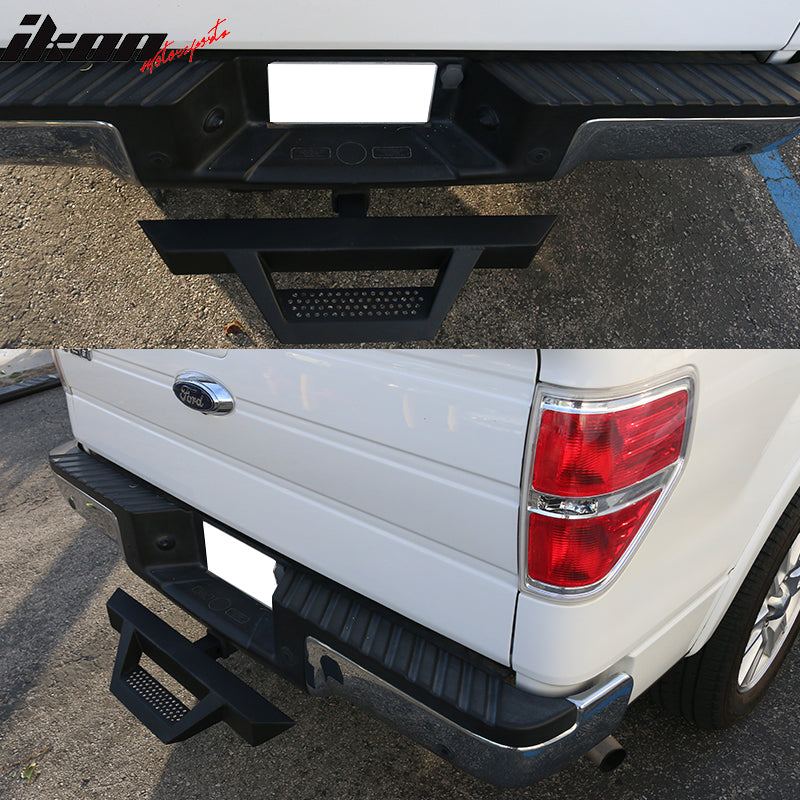 Rear Hitch Mount Step Utility Rear Tow Hitch Step Universal Black Texture Bumper Guard w/ 2" Receiver by IKON MOTORSPORTS