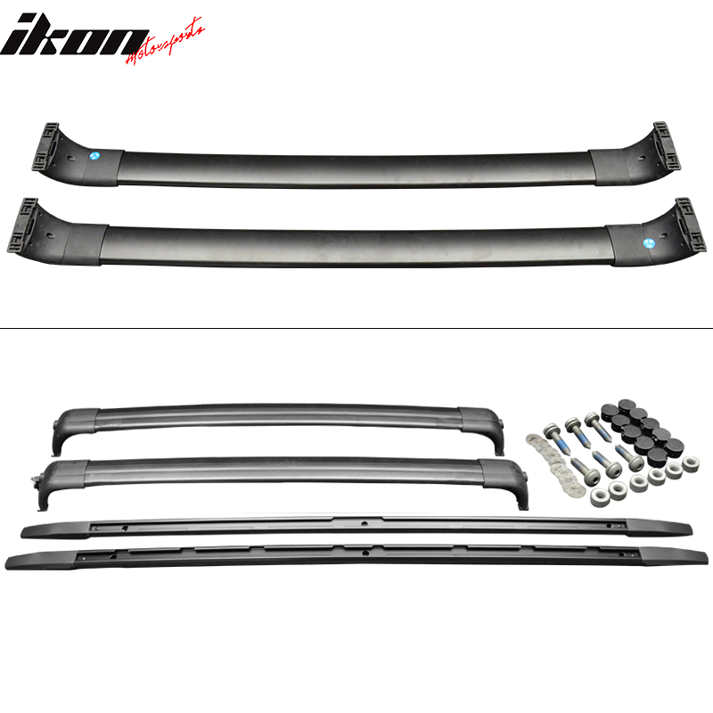 Roof Rack Cross Bars Compatible With 2006-2013 Land Rover Range Rover Sport HSE & Supercharged, Factory Style Aluminum Black Aluminum Roof Top Bar Luggage Carrier by IKON MOTORSPORTS, 2007 2008 2009 2010 2011 2012