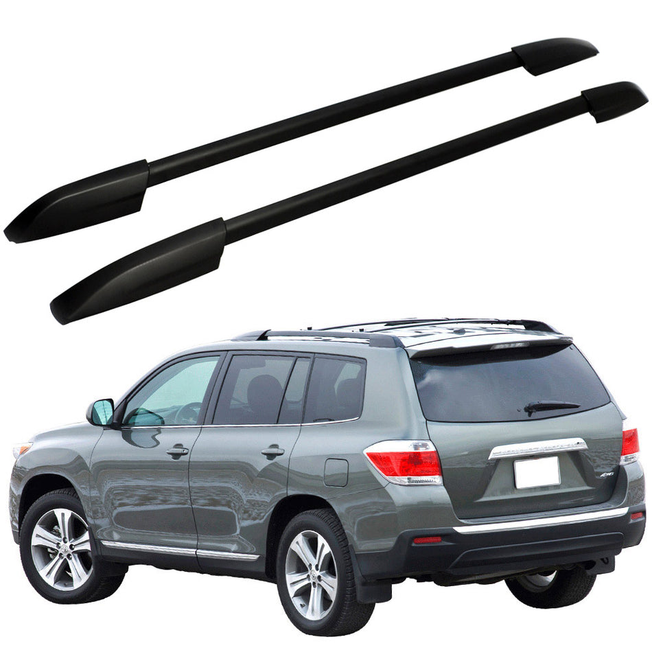 Compatible With 2008-2013 Toyota Highlander Factory Style Black Roof Rack Rail Side
