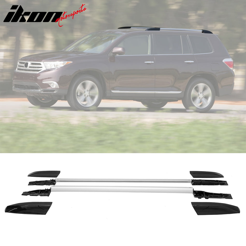 2008-2013 Toyota Highlander Silver Black Roof Rack Cross Bar Aluminum