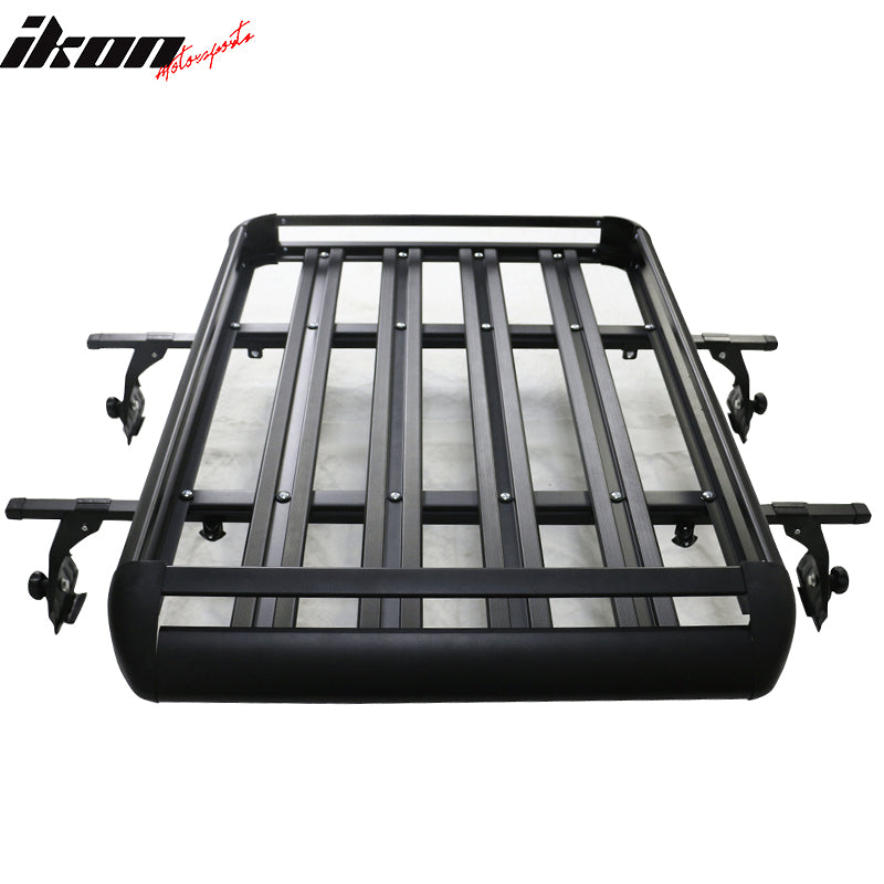Cargo Luggage Carrier Compatible With Any Car, 50x35x5 Inch Roof Top Cargo Carrier With Cross Bar Aluminum Black by IKON MOTORSPORTS