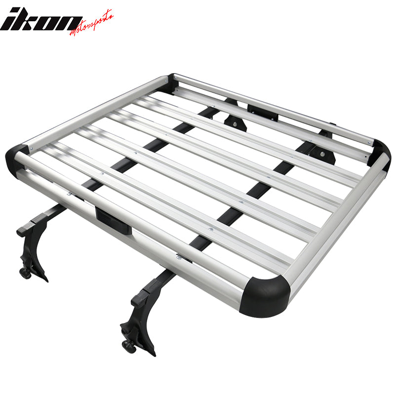 Universal Silver Roof Rack Luggage Carrier W/ Cross Bar Aluminum