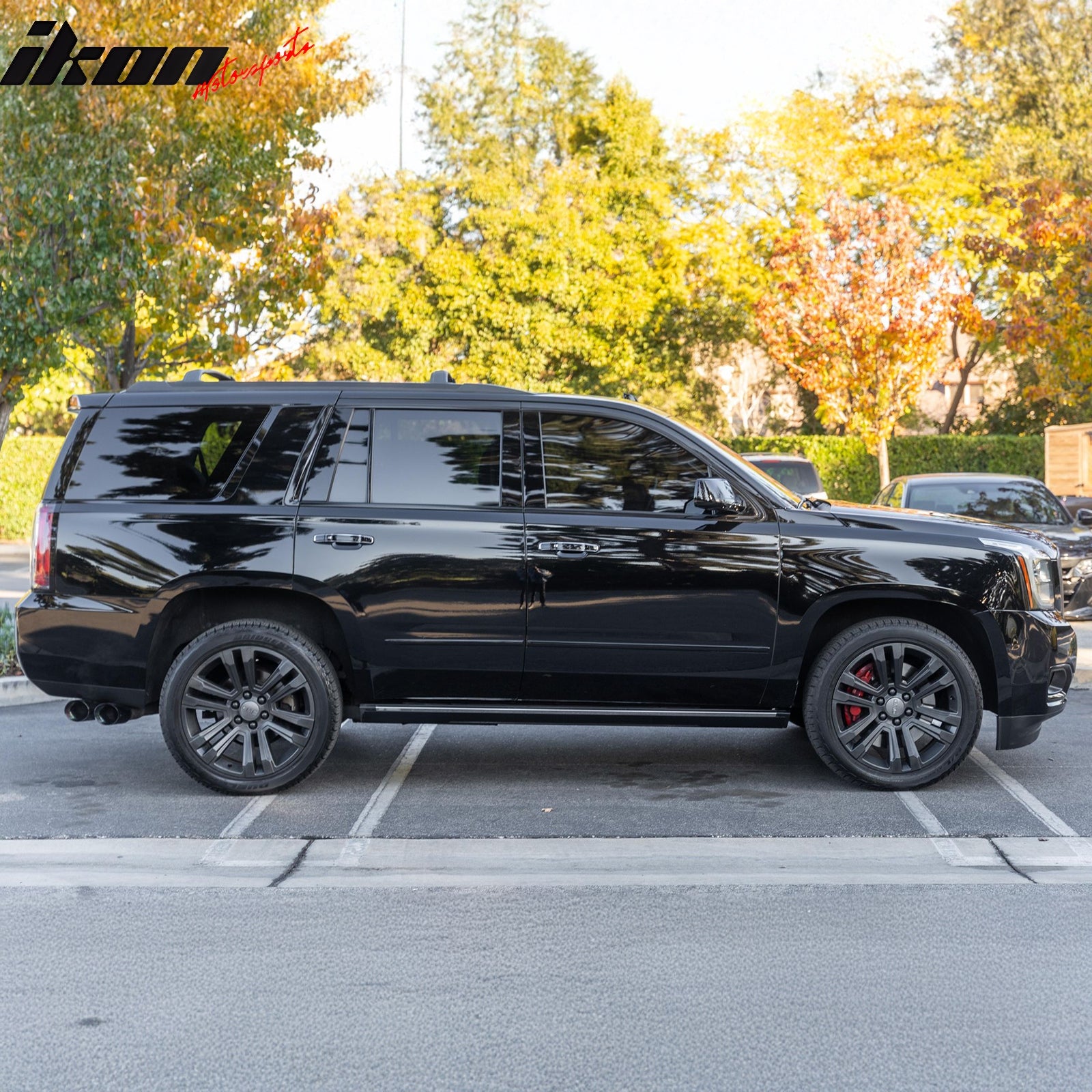 IKON MOTORSPORTS Cross Bars, Compatible With 15-20 Chevy Tahoe Suburban Escalade GMC Yukon, Factory Style Black Aluminum Roof Rack Cross Bar