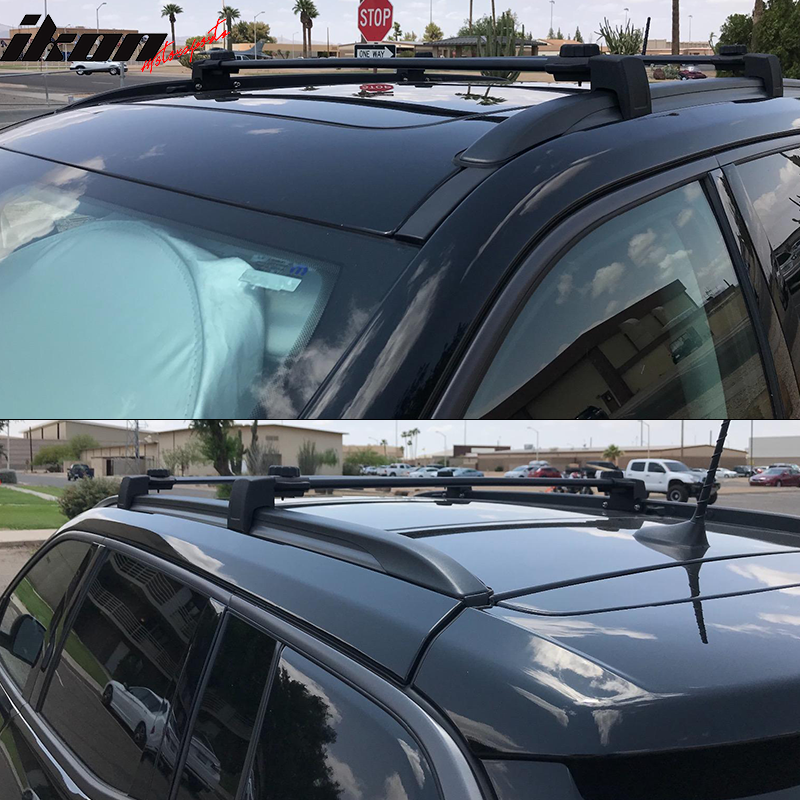 Roof Racks Compatible With 2017-2023 Jeep Compass, Factory Style Black Cross Bar Bars Luggage Carrier by IKON MOTORSPORTS