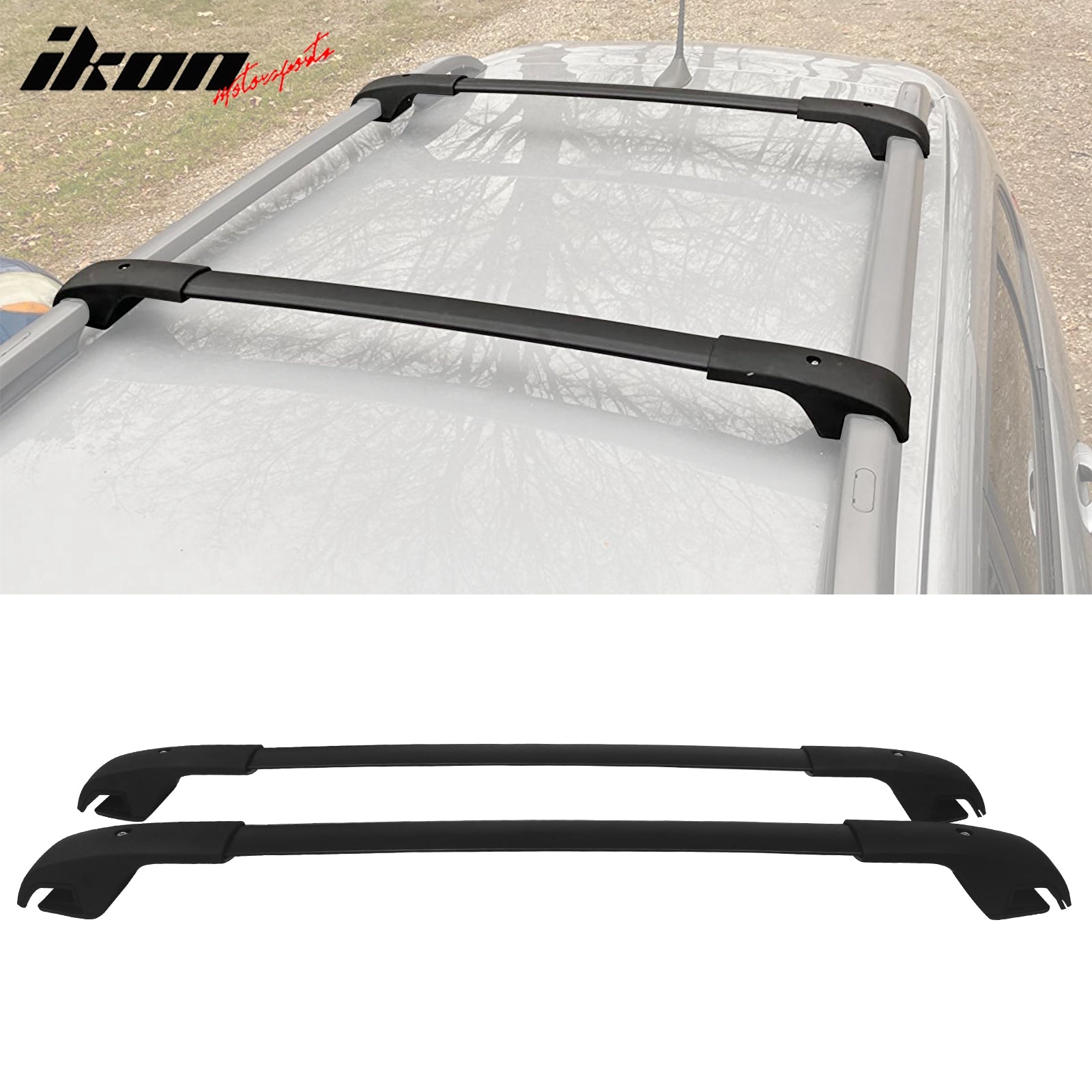 IKON MOTORSPORTS, Roof Rack Compatible With 2014-2023 Jeep Cherokee (Will Not Fit Grand Cherokee), Black Top Roof Rack Cross Bar Cargo Luggage Carrier Aluminum 2PCS