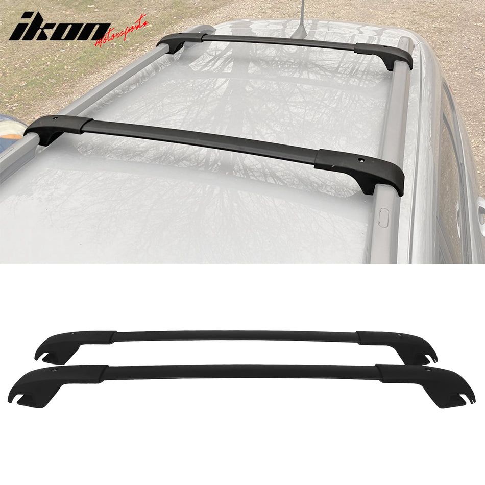 IKON MOTORSPORTS, Roof Rack Compatible With 2014-2023 Jeep Cherokee (Will Not Fit Grand Cherokee), Black Top Roof Rack Cross Bar Cargo Luggage Carrier Aluminum 2PCS