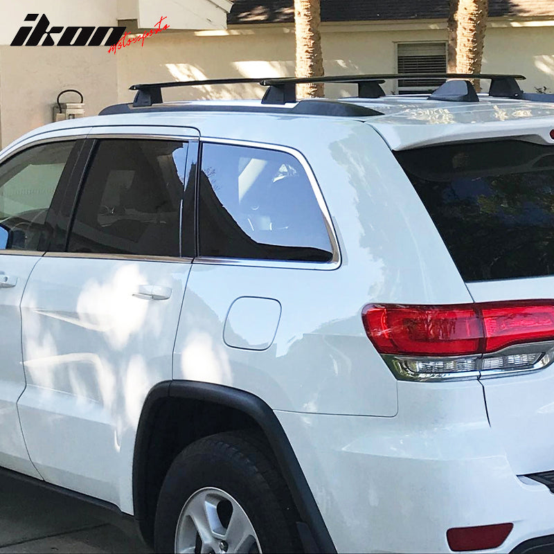 Cross Bar Compatible with 2011 2021 Grand Cherokee 2022 Grand Cherokee WK Black Top Roof Rack Luggage Carrier Key Lock by IKON MOTORSPORTS 2012 2013 2014 2015 2016 2017 2018 2019 2020 Ikon Motorsports