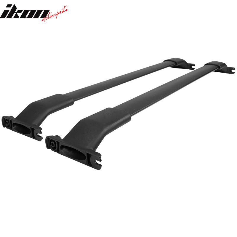 Cross Bars Roof Rack Compatible With 2013-2016 Mazda CX-5 With Roof Rails, Factory Style Aluminum Cargo Bars Black Rubber Bracket Cap Set By IKON MOTORSPORTS