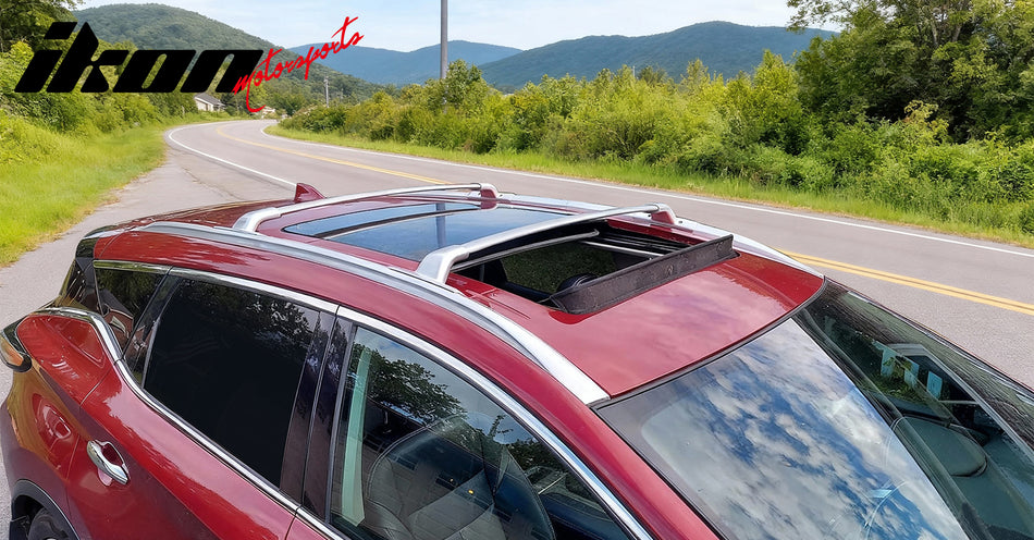 IKON MOTORSPORTS Roof Rack Cross Bars, Compatible with 2015-2024 Nissan Murano, OE Style Aluminum ABS Silver Cargo Rooftop Luggage Crossbars Carrier