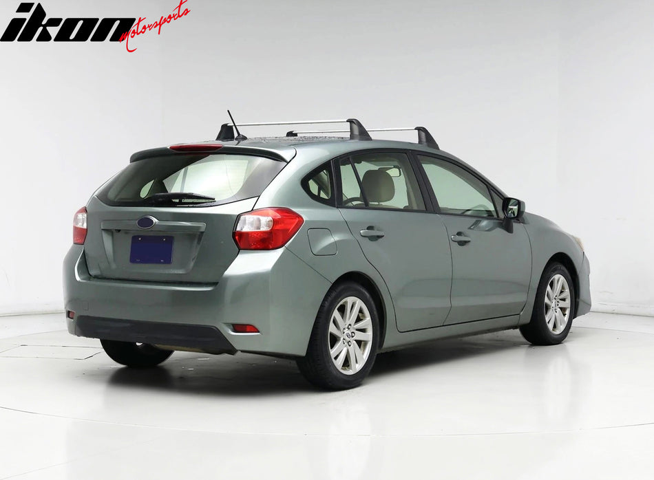 IKON MOTORSPORTS Roof Rack Cross Bars, Compatible with 2012-2016 Subaru Impreza Non-Sport Hatchback without Roof Rails, Factory Style Aluminum + ABS Black Cargo Rooftop Luggage Crossbars Carrier