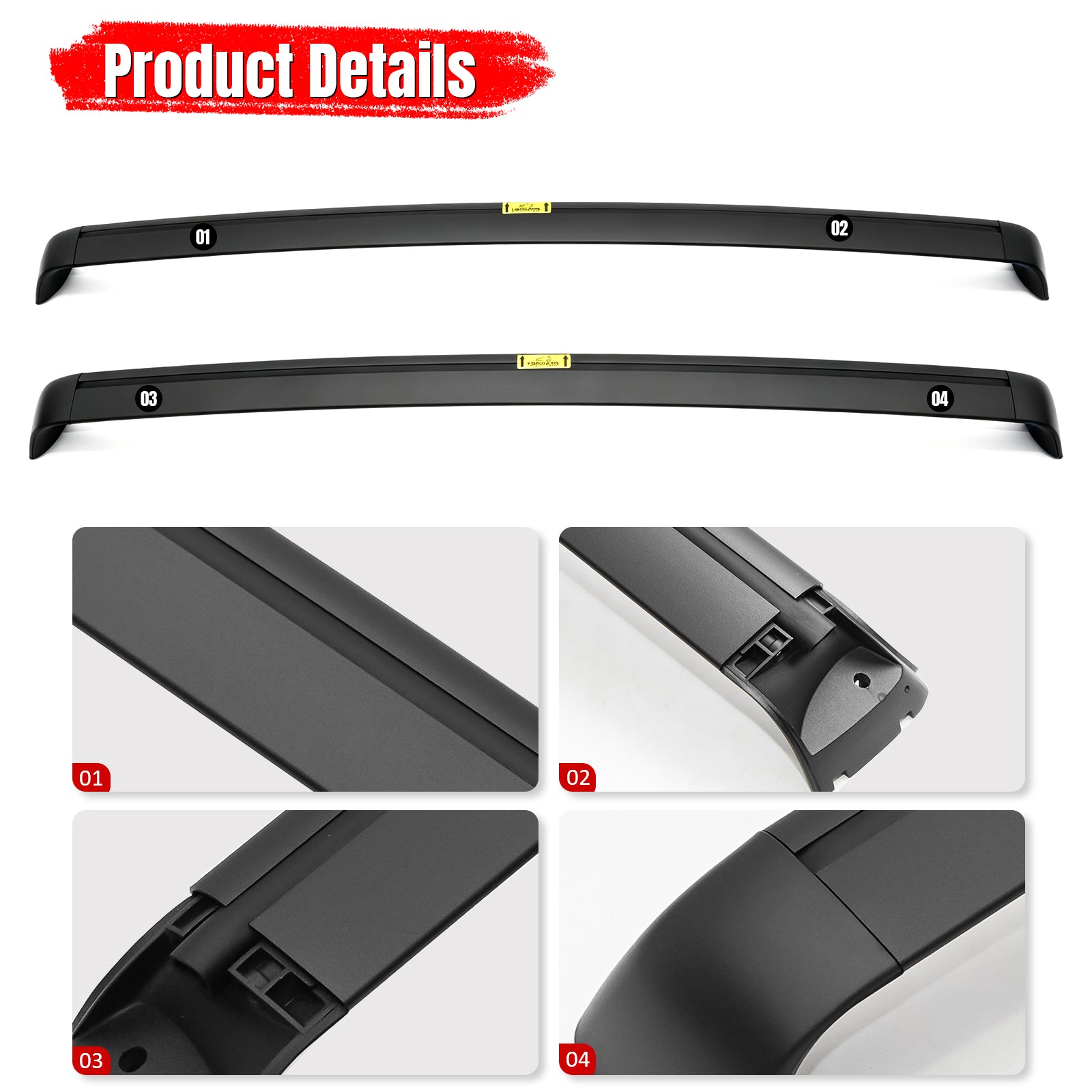 Fits 20-25 Tesla Model Y Aluminum Roof Rack Rail Cargo Luggage Carrier Cross Bar