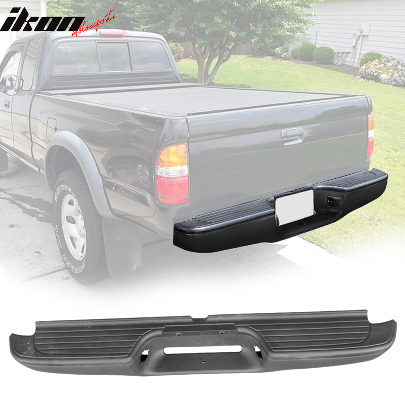 IKON MOTORSPORTS Rear Step Bumper for 1995-2004 Toyota Tacoma, Steel Rear Bumper Pads Retainer
