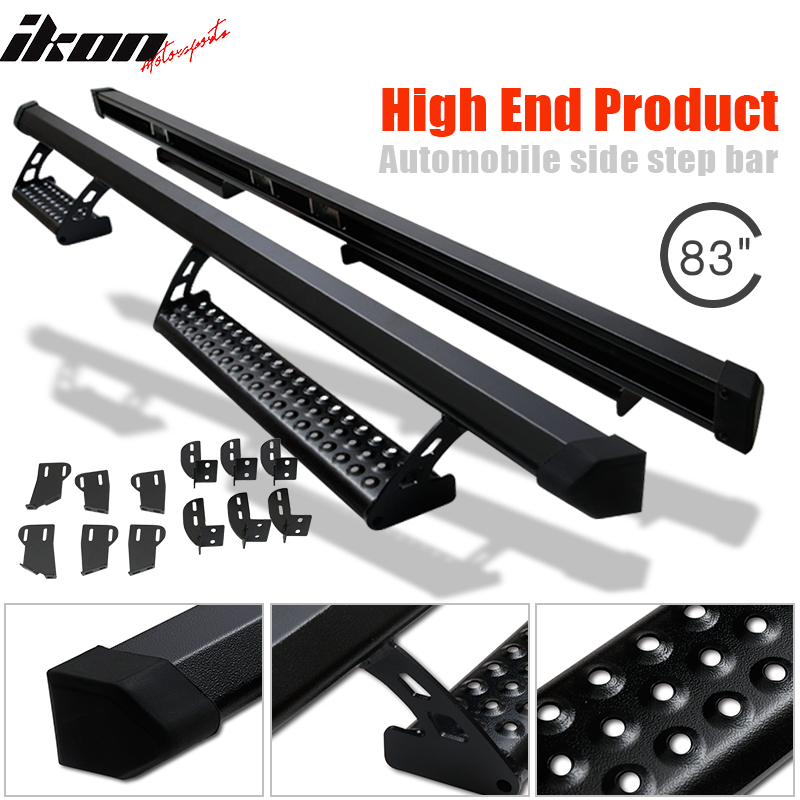 Side Step Bars Compatible With 2007-2021 Toyota Tundra Double Cab Running Boards Black by IKON MOTORSPORTS