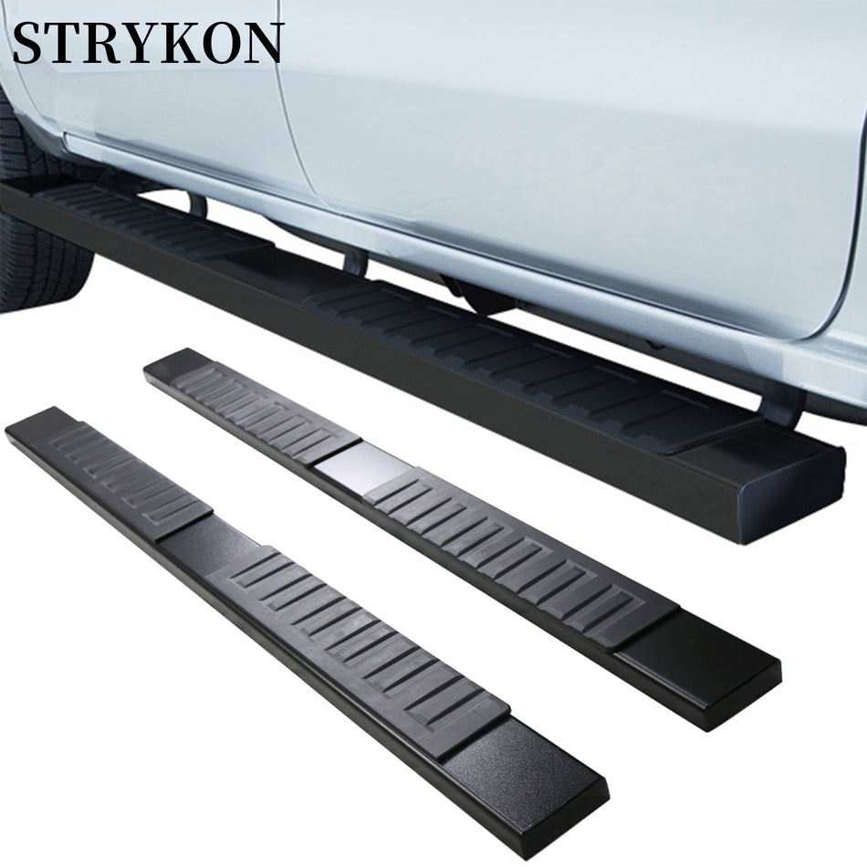 Running Boards Compatible With 2004-2013 Chevy Silverado Crew Cab, Black 6" Stainless Steel Side Step Nerf Bars Left Right, 2005 2006 2007 2008 2009 2010 2011 2012