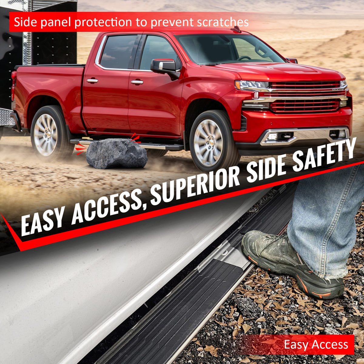 Fits 19-26 Chevy Silverado Sierra 1500 Crew Cab OE S6 Style Side Step Bar Silver
