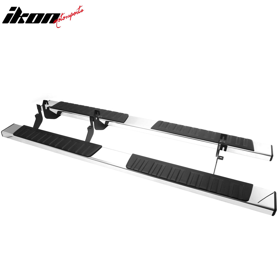 2015-2026 Chevy Colorado & GMC Canyon Crew Cab 6" Rectangular Running Boards Side Step Nerf Bars OE Style ABS Step Pad Stainless Steel Black Silver