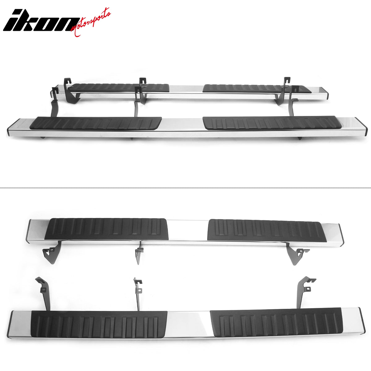 IKON MOTORSPORTS 6" Running Boards, Compatible with 2015-2026 Chevrolet Colorado & GMC Canyon Crew Cab, OE Style ABS Pad Stainless Steel Black Silver Side Step Rail Nerf Bars