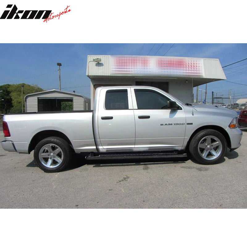 Running Boards Compatible With 2009-2023 Dodge Ram Quad Cab, Ram Factory Style Black Stainless Steel 78inch Side Step Bars Nerf Bars by IKON MOTORSPORTS, 2010 2011 2012 2013 2014 2015 2016 2017