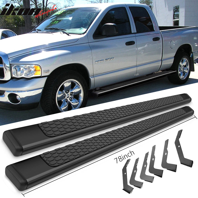 Fits 02-08 Dodge Ram Quad Cab 78in Ram Step Bars Running Boards Black