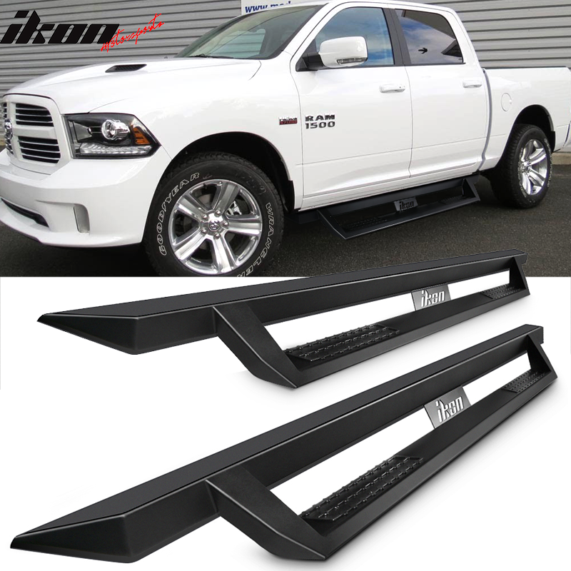 2009-2023 Dodge Ram 1500 IKON V1 Style Black Running Board Solid Steel