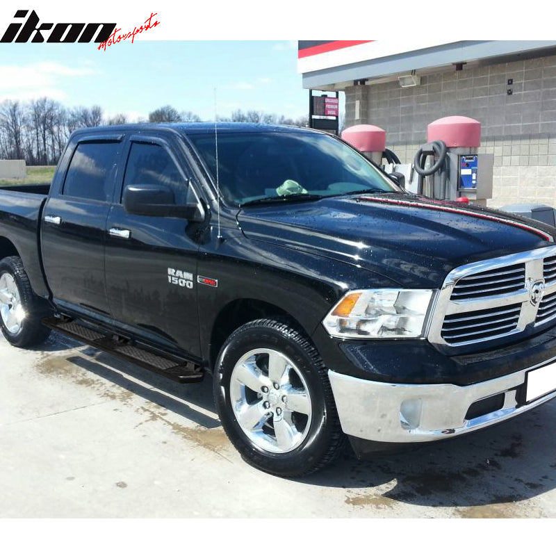 Running Boards Compatible With 2009-2023 Dodge Ram Crew Cab, Ram Luxury Factory Style Black Stainless Steel 82inch Side Step Bars Nerf Bars by IKON MOTORSPORTS, 2010 2011 2012 2013 2014 2015